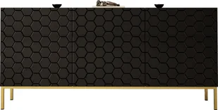MEGSTYL KOMODA 160CM NA ZŁOTYCH NÓŻKACH - HEXA 2 Czarny mat - Czarny połysk - Komody - miniaturka - grafika 1