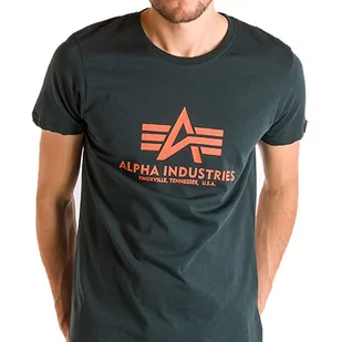 Koszulka Alpha Industries Basic T-shirt 100501353- zielona - Koszulki sportowe męskie - miniaturka - grafika 1