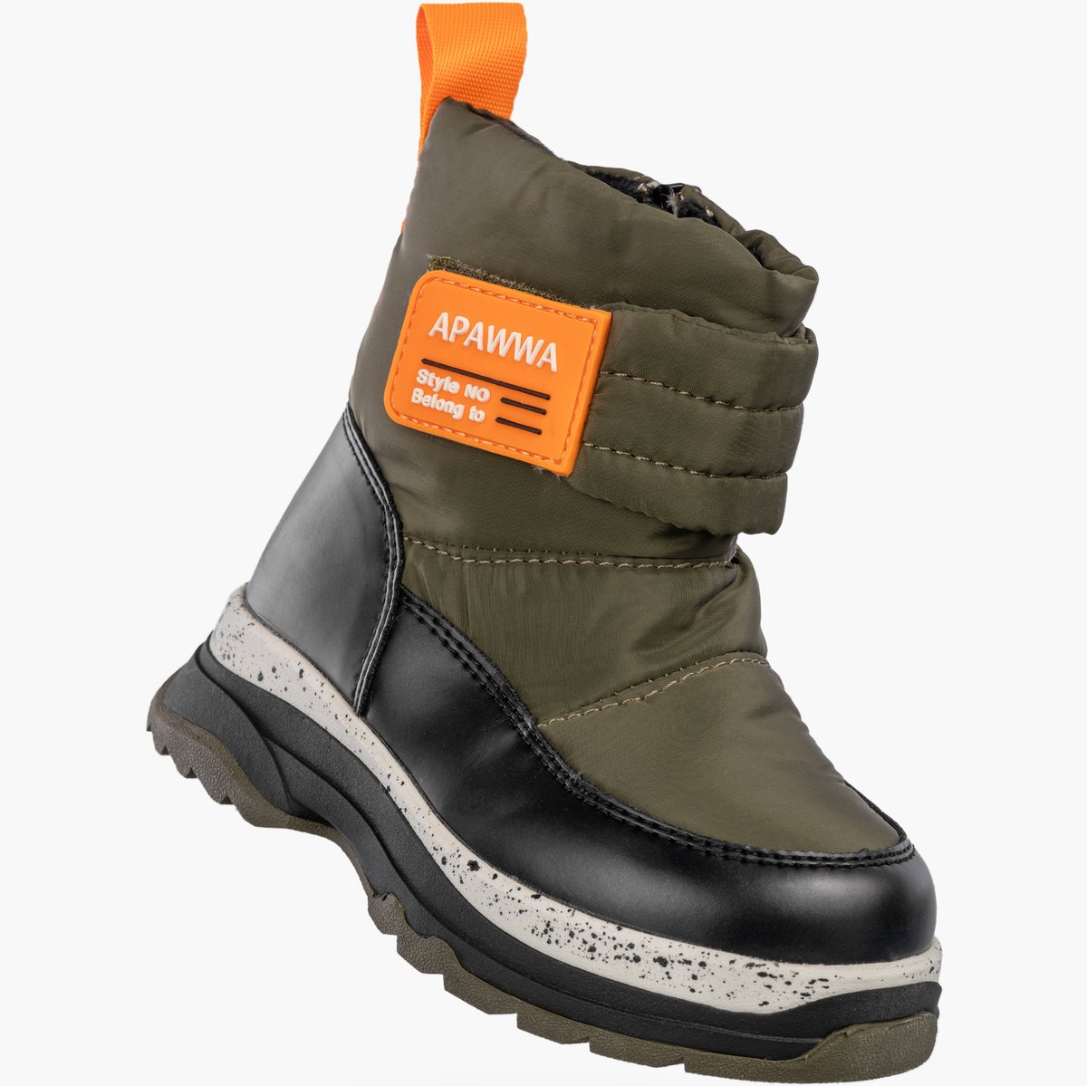 Śniegowce Dziecięce Ekoskóra Ocieplane Buty Zimowe Na Zamek Khaki APAWWA 26 Khaki