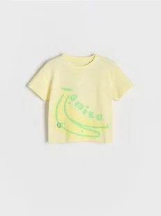 Reserved - T-shirt z nadrukiem - jasnożółty - Bluzki dla niemowląt - miniaturka - grafika 1
