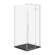 Kabiny prysznicowe - Kabina Prysznicowa Cersanit Jota 80X80X195 kwadratowa prawa transparentny brodzik Tako Slim 4cm czarny Mat  S601-332 - miniaturka - grafika 1