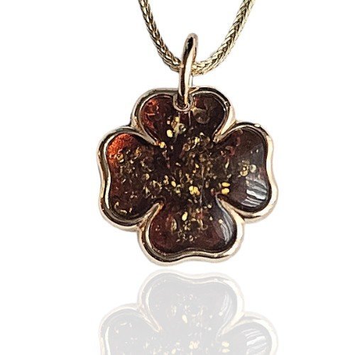 ankabizuteria.pl Zawieszka srebrna z wiśniowym bursztynem z łuskami K