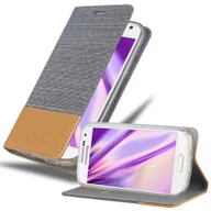 Etui i futerały do telefonów - Etui Cadorabo do Samsung Galaxy S4 MINI w kolorze LIGHT GREY BROWN Etui na telefon komórkowy z magnetycznym zamknięciem, funkcją podstawki i miejscem na kartę Etui ochronne Etui z klapką w stylu książki - miniaturka - grafika 1