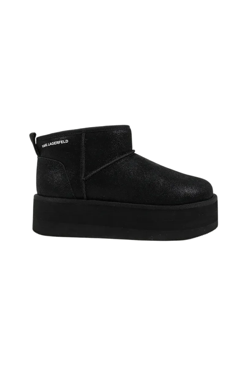 KARL LAGERFELD Czarne botki zamszowe THERMO Lo Slip On Boot 41