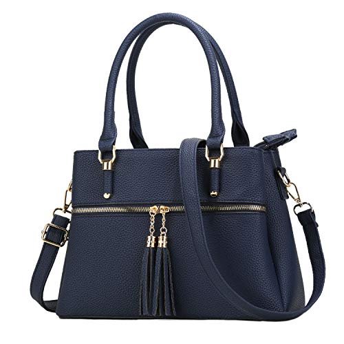 KKXIU Damskie torby tornistrowe uchwyt torebki na ramię i torebki kieszenie zamek błyskawiczny skórzane torby crossbody, D-granatowy, Medium