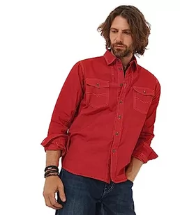 Joe Browns Męska koszula z kołnierzykiem Western Stitching, czerwona, XL, Ciemnoczerwony, XL - Koszule męskie - miniaturka - grafika 1