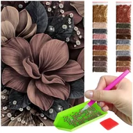 Zabawki kreatywne - Haft Diamentowy ARTULIO, Obraz DIY 5D, Diamond Painting, Mozaika Diamentowa 40X60cm (Ciemne kwiaty) + Zestaw Akcesoriów - miniaturka - grafika 1