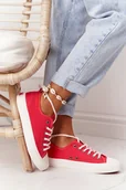 Trampki damskie - Damskie Trampki Ze Sznurkiem BIG STAR FF274185 Czerwone-39 - miniaturka - grafika 1