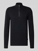 Swetry męskie - Bluza z kołnierzem z mieszanki bawełny z efektem dzianiny - miniaturka - grafika 1