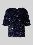 Koszulki i topy damskie - T-shirt o kroju relaxed fit z cekinowym obszyciem na całej powierzchni model ‘Cara’ - miniaturka - grafika 1