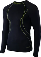 Bluzy sportowe męskie - Hi-Tec Bielizna Bluza Ikar Top black-lime punch r. L - miniaturka - grafika 1