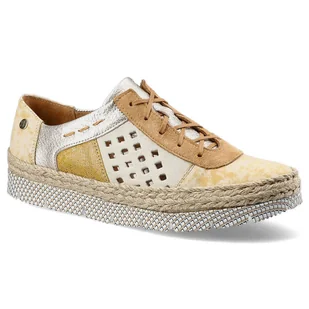 Żółte Półbuty Maciejka Damskie Stylowe Obuwie - Espadryle damskie - miniaturka - grafika 1
