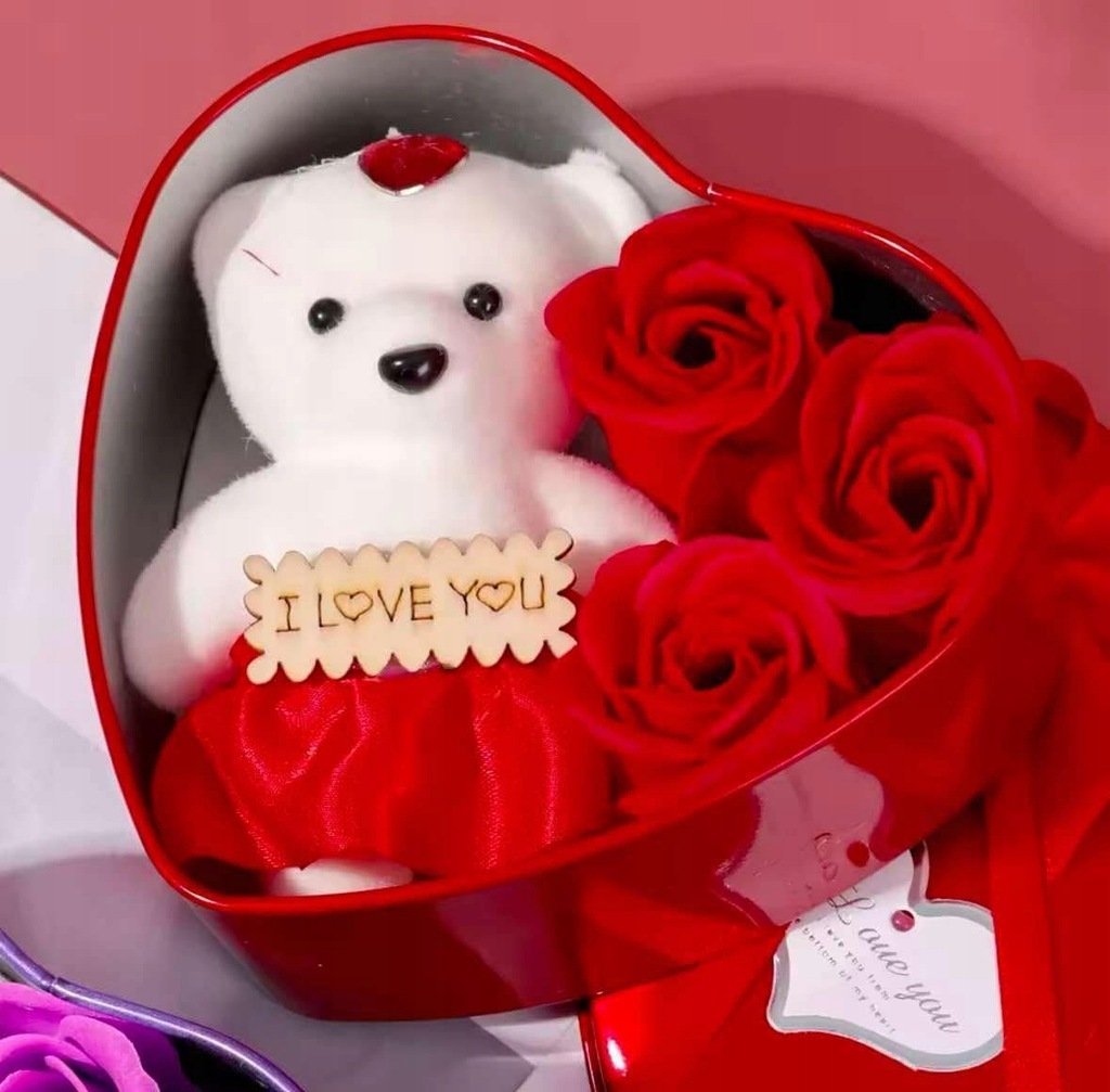 Miś Walentynkowy I Love You Z Rózami Zestaw Prezent Serce Heart Walentynki