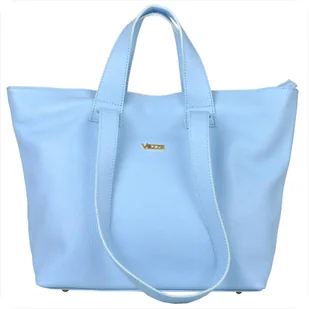 VEZZE Torba skórzana shopper bag niebieski pastelowy błękitny na ramię i do ręki złote okucia - Torebki damskie VEZZE Torba skórzana shopper bag niebieski pastelowy błękitny na ramię i do ręki złote okucia - Torebki damskie - miniaturka - grafika 1