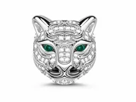 Charmsy - Rodowany srebrny charms do pandora głowa kota cat kotek cyrkonie srebro 925 NEW196 - miniaturka - grafika 1