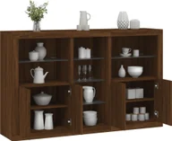 Szafki RTV - vidaXL Szafka z oświetleniem LED, brązowy dąb, 162x37x100 cm - miniaturka - grafika 1