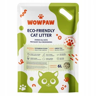 Żwirek Tofu Dla Kota 6l Zielona Herbata Zbrylający Biodegradowalny Wowpaw - Herbata - miniaturka - grafika 1