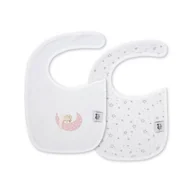 Śliniaki i fartuszki - Śliniak bawełniany 2 szt. Miś biały różowy zapinany na rzep - miniaturka - grafika 1