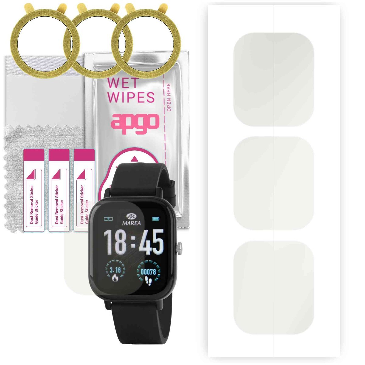 3x Folia hydrożelowa MATOWA do Marea Sport - apgo Smartwatch Hydrogel MATTE Protection Ochrona na ekran smartwatcha