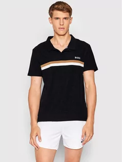 Koszulki męskie - Hugo Boss Polo Terry 50469317 Czarny Regular Fit - grafika 1