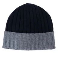 Czapki damskie - Ciemnogranatowo-szara czapka zimowa z domieszką kaszmiru CZ5 - miniaturka - grafika 1