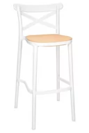 Taborety i hokery - King Home Krzesło barowe, hoker COUNTRY białe z tworzywa KH010100248 - miniaturka - grafika 1