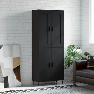 vidaXL Witrynka, czarna, 69,5x34x180 cm, materiał drewnopochodny - Witryny - miniaturka - grafika 1