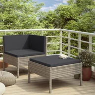 Meble ogrodowe - vidaXL 2-cz. zestaw wypoczynkowy do ogrodu, poduszki, szary rattan PE 310208 - miniaturka - grafika 1