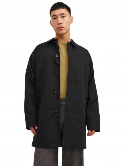 JACK&JONES PŁASZCZ MĘSKI CZARNY JEDNORZĘDOWY M JXB
