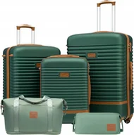 Walizki - COOLIFE ZESTAW 3 WALIZEK + TORBA NA RAMIĘ + KOSMETYCZKA TSA ZIELEŃ - miniaturka - grafika 1