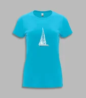 Koszulki i topy damskie - Koszulka damska t-shirt damski na prezent Polska Mazury jezioro jacht żeglarstwo ŻAGLÓWKA Turkusowy XXL - miniaturka - grafika 1