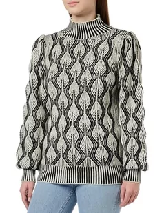 NAEMI Damski sweter z dzianiny 10425115-NA01, wełniany biały czarny, XS/S, wełniany biały czarny, XS-S - Swetry damskie - miniaturka - grafika 1