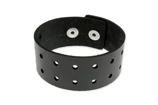 Skórzana Czarna Bransoletka Rock Punk Goth - Bransoletki - miniaturka - grafika 1