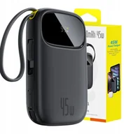 Powerbanki - Powerbank Baseus Powerbank EnerFill FC31 20000mAh 45W z wyświetlaczem z kablami USB-C i Lightning - czarny - miniaturka - grafika 1