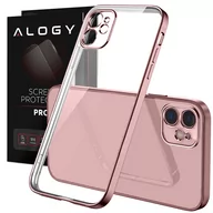 Etui i futerały do telefonów - Etui Alogy TPU Luxury Case z osłonką na aparat do Apple iPhone 12 różowo-przezroczyste + Szkło - miniaturka - grafika 1