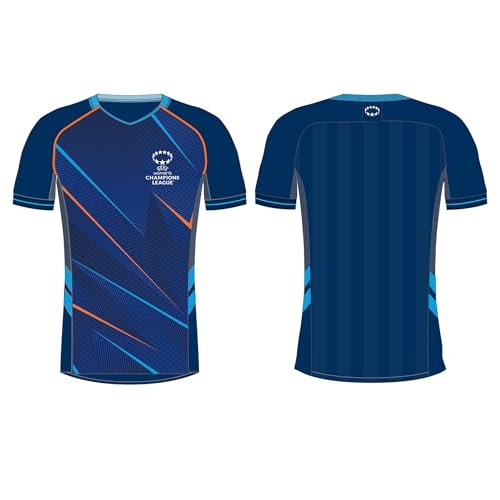 UEFA Damska koszulka treningowa Ligi Mistrzów, bardzo duży, oficjalnie licencjonowany towar, odzież sportowa, granatowa, UWCL, świetny pomysł na prezent piłkarski, na siłownię, jogę, trening,