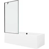 Wanny - Mexen Cube wanna prostokątna 180 x 80 cm z obudową i parawanem 1-skrzydłowym 90 cm, czarny wzór - miniaturka - grafika 1