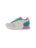 Trampki damskie - U.S. Polo Assn. Sneakersy w kolorze beżowym ze wzorem - miniaturka - grafika 1