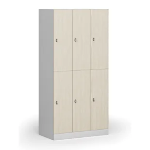 Szafka skrytkowa, 6 schowków, 1850 x 900 x 500 mm, zamek obrotowy, drzwi laminowane, brzoza - Szafki biurowe - miniaturka - grafika 1