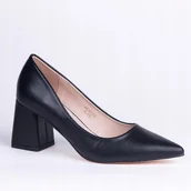 Czółenka - Czółenka damskie GOODIN GD-DO-223 skóra klasyczne aplikacja czarne 36 - Goodin - miniaturka - grafika 1