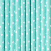 Słomki do napojów - SŁOMKI PAPIEROWE MORSKIE W BIAŁE KROPKI 10szt - miniaturka - grafika 1