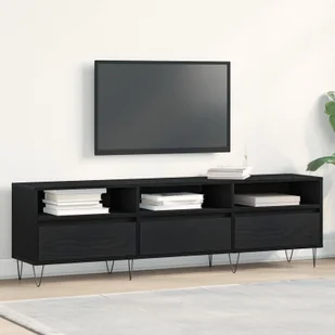 vidaXL Unit telewizyjny Czarny dąb Materiał drewnopochodny - Szafki RTV - miniaturka - grafika 1