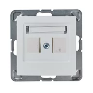 Klawisze i ramki - Ospel Plakietka podwójnego gniazda teleinformatycznego IMPRESJA Biały GPK-2Y/p/00 - miniaturka - grafika 1