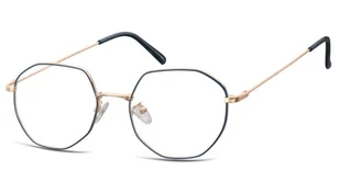 Lenonki Sześciokątne Okulary oprawki optyczne 925C granatowo-złote - Okulary korekcyjne, oprawki, szkła - miniaturka - grafika 1