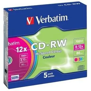 CD-RW VERBATIM 700 MB 4x Slim 5  szt. - Nośniki danych - miniaturka - grafika 1
