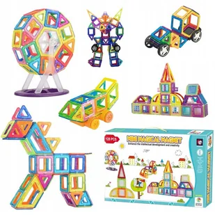 Klocki Magnetyczne Konstrukcyjne 3d Zestaw 128 Elementów Dla Dziecka - Klocki - miniaturka - grafika 1