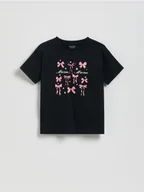 Koszulki dla dziewczynek - Reserved - T-shirt z nadrukiem - czarny - miniaturka - grafika 1
