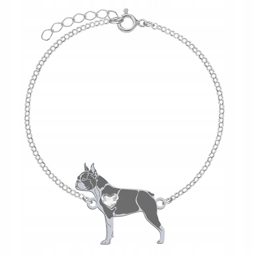 Bransoletka Boston Terrier Srebro 925 Prezent Kobieta DEDYKACJA GRATIS