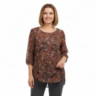 Bluzki damskie - Tunika szyfonowa rękaw 3/4 z dłuższym tyłem r. 50 - miniaturka - grafika 1