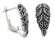 Kolczyki - Kolczyki srebrne 925 gałazka liść z markazytami idealne na wyjście prezent - miniaturka - grafika 1